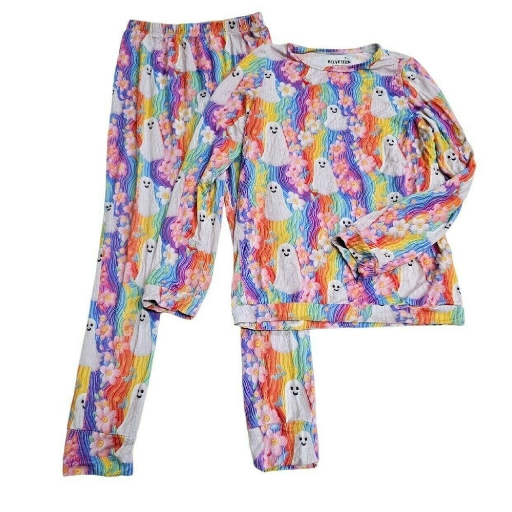 Velveteen By Bunny Knots Bamboo Colorful Ghost Pajama Set | 7 Girls